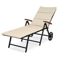thumbnail image 2 of Costway Chaise Longue Pliante en Rotin pour Patio avec Coussin en Aluminium Réglable avec Roues, 2 of 10
