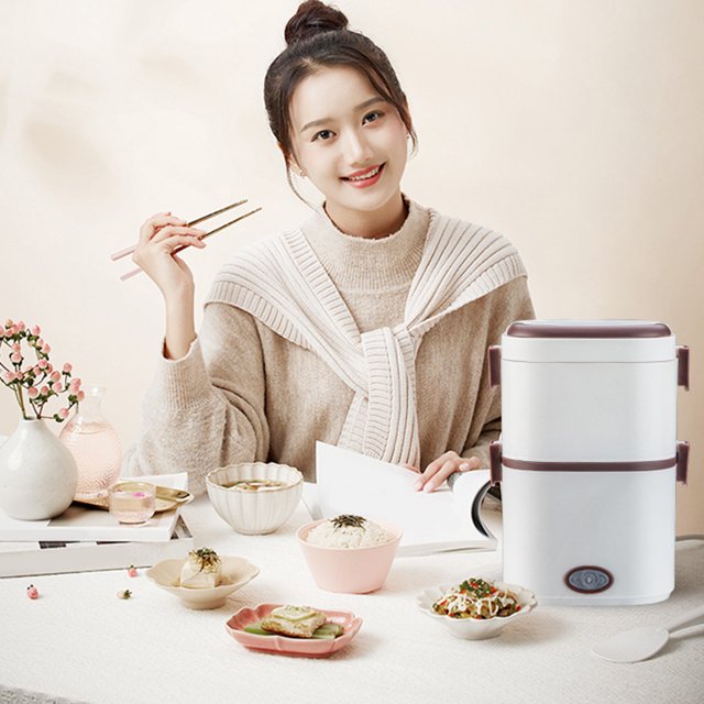 Danhjin Electric Lunch Boxes Hot Household Stainless Steel Lunch Box 1.8L Display Function Car Insulation Plug In Lunch Box Kitchen Appliances