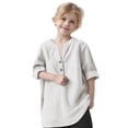 thumbnail image 1 of zbxnLI Kids Girls Spring Long Sleeve Shirts Button V Neck Casual Loose T-Shirts Solid Color Summer Tops, 1 of 7