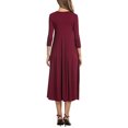 thumbnail image 3 of Nlife Women Round Neck 3/4 Sleeve Swing Midi Dress, 3 of 4