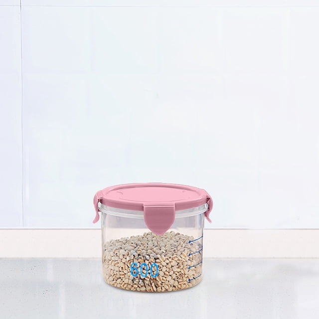 Pot de Rangement en Plastique à Design Rond Gradué / Contenant Hermétique à Fermeture avec Couvercle Verrouillable / Bocal de Cuisine Transparent pour Grains Collations Ingrédients de Pâtisserie / Pp de Qualité Alimentaire