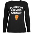thumbnail image 1 of T-Shirt à Manches Longues Noir pour Femmes Halloween Citrouille Sculpture Champion, 1 of 1
