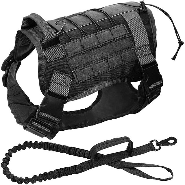 Military Tactical Dog K9 Working Dog Vest Nylon Bungee Leash Service Dog Military Training Hunting For Medium Large Dogs