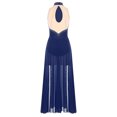 thumbnail image 4 of YUUMIN Costumes de Danse Lyrique pour Femmes Jupe Fluide Strass Robe Maxi Fendue Tenue de Danse Moderne Bleu Marine G, 4 of 5