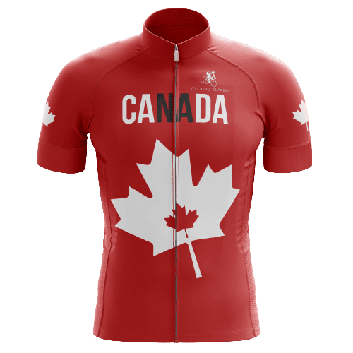 Canada Chandail de Cyclisme pour Homme à Feuilles Rouges/blanches - TG