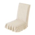 thumbnail image 1 of White 35.43 X 17.72 Inches 90X45Cm Thickened Quilted Chair Covers Full Coverage Stool Cover Set For Dining Office Chairs Washable Polyester Material White, 1 of 7