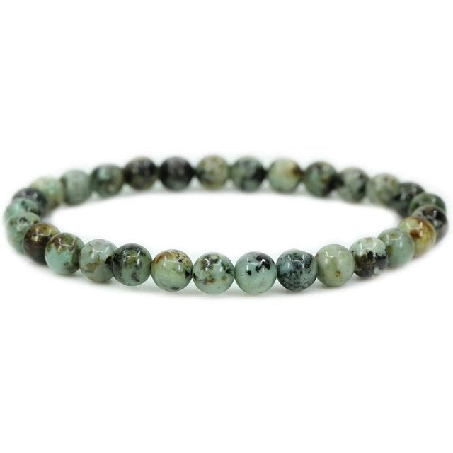 Bracelet Extensible Unisexe en Perles Rondes de 6 mm en Turquoise Africaine Naturelle