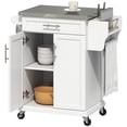 thumbnail image 1 of HOMCOM Kitchen Island, Rolling Kitchen Cart with Stainless Steel Top, White, 1 of 10