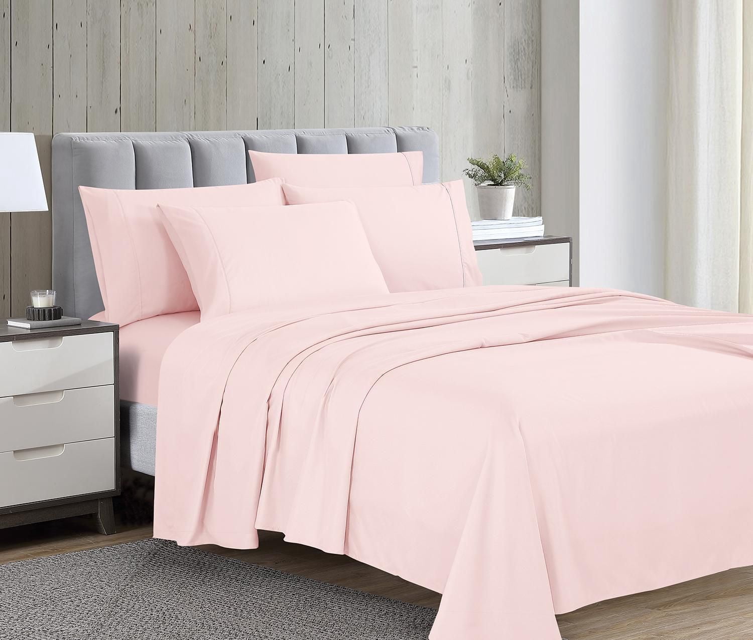 Swift Home Luxury 6-Piece Sheet Set with Extra Pillow Case, Double, Blush