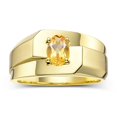 thumbnail image 1 of RYLOS Men's Rings 14K Yellow Gold Ring Classic Solitaire 7X5MM Oval Shape Gemstone Designer Band Citrine November Birthstone Rings For Men Size 11, 1 of 7