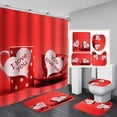 thumbnail image 3 of Valentine‘s Day 3D Digital Printing Shower Curtain 4-piece Set For Home / Hotel / Party Decoration, 3 of 6
