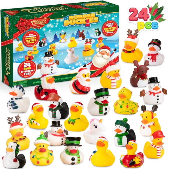SYNCFUN Calendrier de l'Avent de Noël 2025 Canards, 24 Jours Compte à Rebours de Noël Canards en Caoutchouc pour Garçons Filles Tout-Petits Enfants