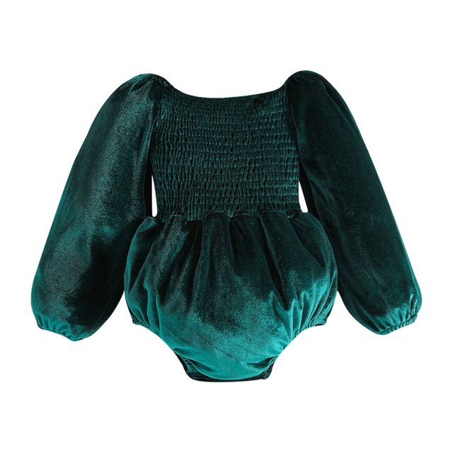 TopLLC Combinaison pour Fille Ma Première Robe de Noël en Velours Smocké Robe d'Automne Hiver Robe de Noël Robe d'Anniversaire Combinaisons