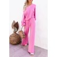 thumbnail image 3 of ORUYROP Ensemble de Pull 2 Pcs pour Femmes Haut Court à Manches Longues et Pantalon Large, 3 of 4