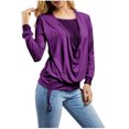 thumbnail image 1 of Timegard Plus Size Tops for Women Drawstring Ruched Long Sleeve Sequin Top Fall Dressy Casual Comfy, 1 of 9