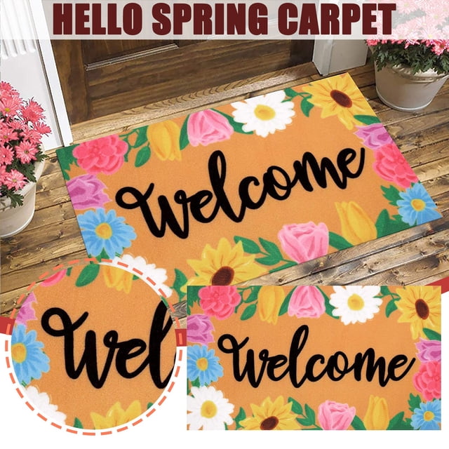 RXIRUCGD Home Decor Welcoming Spring Decoration Door Mat Anti-slip Bottom Indoor Outdoor Carpet