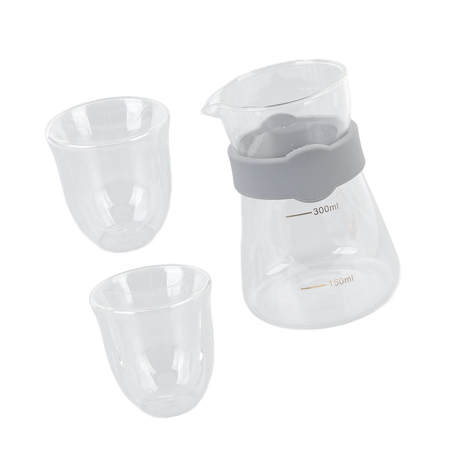 Pour Over Glass Coffeemaker, Elegant Glass Coffee Cups Pot Set Double Layer Cups Portable  for Home
