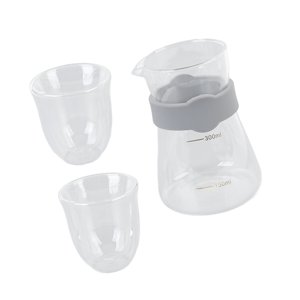 Verser sur verre cafetière, élégant tasses de café en verre Ensemble de pots Double Layer tasses Portable pour la maison
