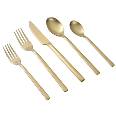 Better Homes & Gardens 20-Piece Holden Stainless Steel Flatware Set, Gold, Service for 4