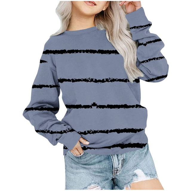 Yuyuzo Chandails en Molleton pour Filles Tout-Petits Col Rond Manches Longues Décontracté Confortable Rayé Pull d'Automne pour Bébé Fille