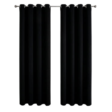 Maplenight Panneaux de Rideaux Occultants Ensemble de 2 pour Chambre et Salon Paire de Panneaux de Rideaux Élégants Polyester Traitements de Fenêtre Assombrissants Rideaux de Café 51 x 39 Pouces Noir