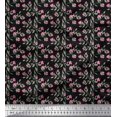 thumbnail image 1 of Soimoi Black polyester Crepe Fabric Leaves & Azalea Floral Print Sewing Fabric Yard 52 Inch Wide, 1 of 3