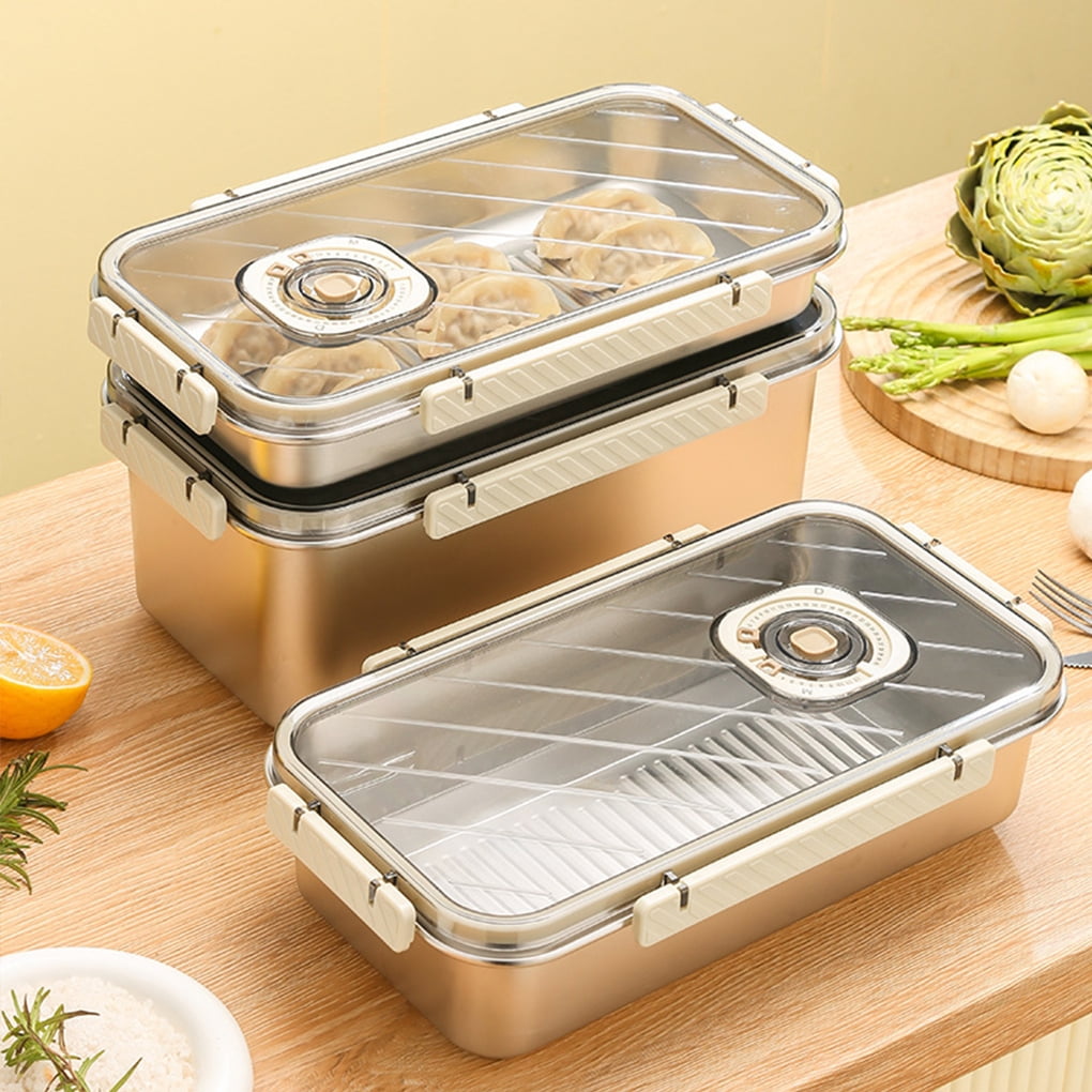 Becaristey 3pcs/set Stainless Steel Container Hygienic Storage Bowls With Rotating Timers And Silicone Pores
