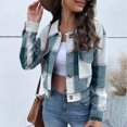 thumbnail image 4 of Yuyuzo Womens Cropped Plaid Shacket Button down Short Flannel Shirt Jacket Coat Outwear with Pockets, 4 of 6