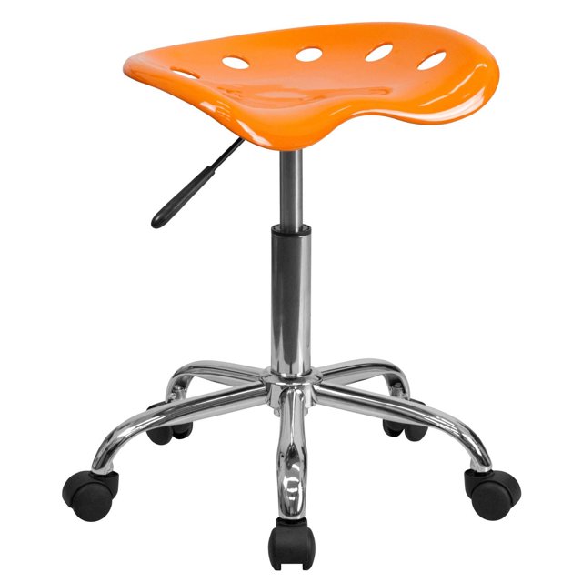 Vibrant Orange Tractor Seat and Chrome Stool