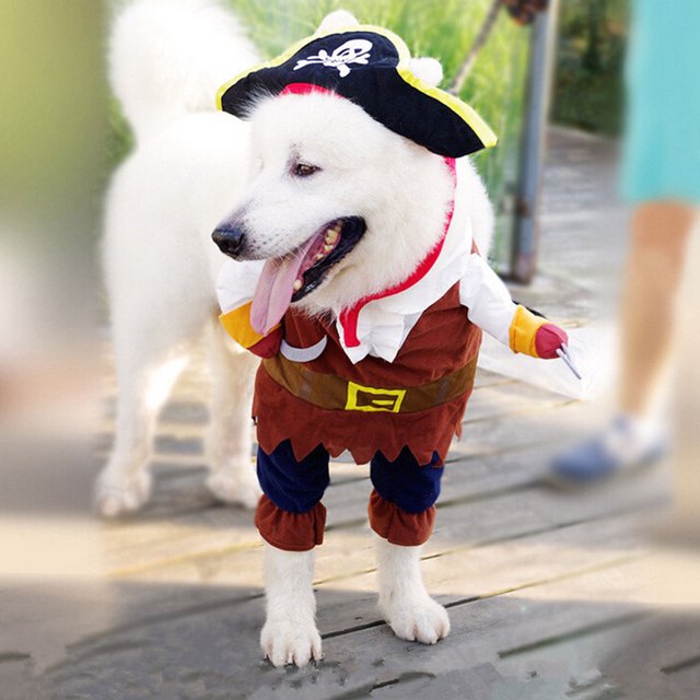 FONDOTIN Pet Pirate Suit Assorted Color Dog Clothes Costume Comfortable and Easy to Wear