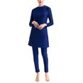 thumbnail image 4 of Innerwin Ladies Bathing Suit Three Pieces Swimsuit Muslim Style Crew Neck Swimwear Full Coverage Seaside Deep Blue 5XL, 4 of 4