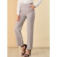 thumbnail image 4 of Unique Bargains Women's Christmas Plaid Pockets Elastic Waist Straight Leg Pant, 4 of 6