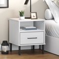 thumbnail image 1 of vidaXL Bedside Cabinet with Metal Legs White Solid Wood Pine OSLO, 1 of 5