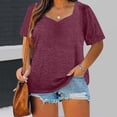 thumbnail image 1 of AherBiu Plus Size Womens T Shirts Loose Fitting Solid Tees Workout Gym Athletic Running Short Sleeve Tops, 1 of 6