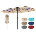 thumbnail image 1 of Costway Double-Sided Patio Umbrella with Color-Changing Flowing Solar LED Lights Crank Lift Beige, 1 of 10