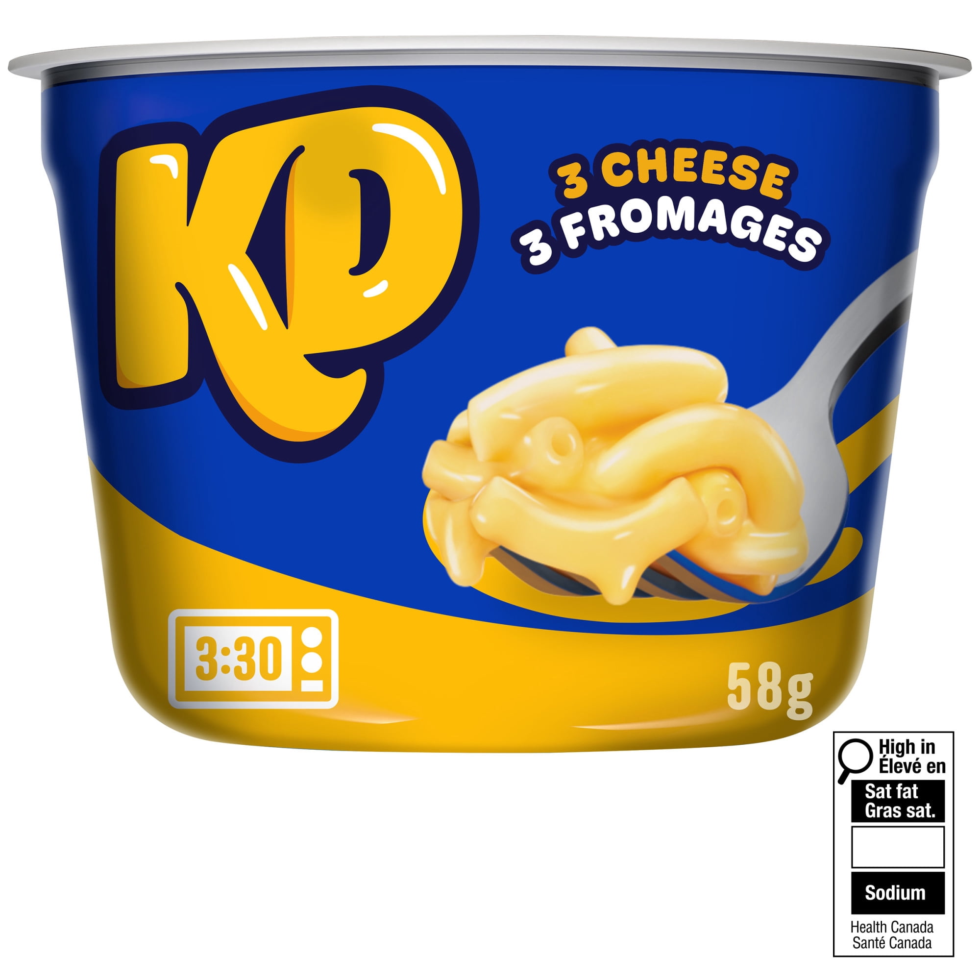 Kraft Dinner Mac and Cheese, 1 Cup, for Easy Dinner or Dinner Sides, 3 Cheese, No Artificial Flavours, Colours or Preservatives, 58 g