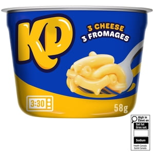 Kraft Dinner Mac and Cheese, 1 Cup, for Easy Dinner or Dinner Sides, 3 Cheese, No Artificial Flavours, Colours or Preservatives, 58 g