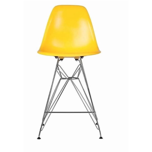 "<br>Tabouret Eames style Eiffel en chrome 28.5" Jaune