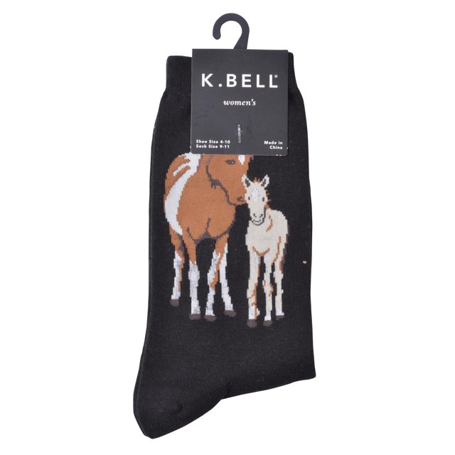 K. Bell Chaussettes Crew en Mélange de Coton pour Femmes, 9-11, Noir