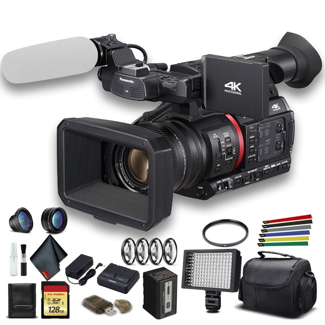 Panasonic Caméra 4K avec Étui Rembourré, Carte Mémoire 128 Go - Ensemble Avancé