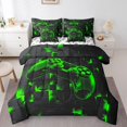 thumbnail image 1 of YST Ensemble de Literie Gamer à Carreaux Géométriques 7 Pcs, Sac de Lit Noir et Vert, Format Double, 1 of 4