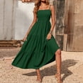 thumbnail image 4 of Robe Bohème pour Femmes Robe Bohème pour Femmes à Bretelles Spaghetti, Smockée, à Étages, Longue, de Plage, Soleil, Sans Manches, Unie, Robe Maxi, 4 of 8