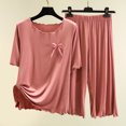 thumbnail image 2 of Yuyuzo Ensembles de Pyjama 2 Pcs pour Femmes T-Shirts à Manches Courtes à Col Ras du Cou Pantalons Amples Confortables Ensembles de Pyjamas à Volants Vêtements de Nuit, 2 of 3