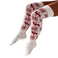 thumbnail image 4 of Women‘s Christmas Thigh High Socks Snowflake Print Knit Stockings, 4 of 5