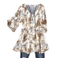 thumbnail image 1 of MAWCLOS Women Blouse V Neck Tops Ruched Tunic Shirt Elegant Beach Floral Print Pullover #10 L, 1 of 2