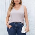 thumbnail image 4 of Timegard Womens Plus Size Tank Tops Ribbed V-Neck Comfy Casual Loose Shirt Top Basic Tee Blouse Undershirts, 4 of 7