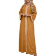 thumbnail image 1 of Robe Abaya Musulmane Femme, Caftan à Col en V, Robe de Prière Islamique, Robe Brodée Effet Bronzage, Robe Longue de Soirée pour les Fêtes, 1 of 6