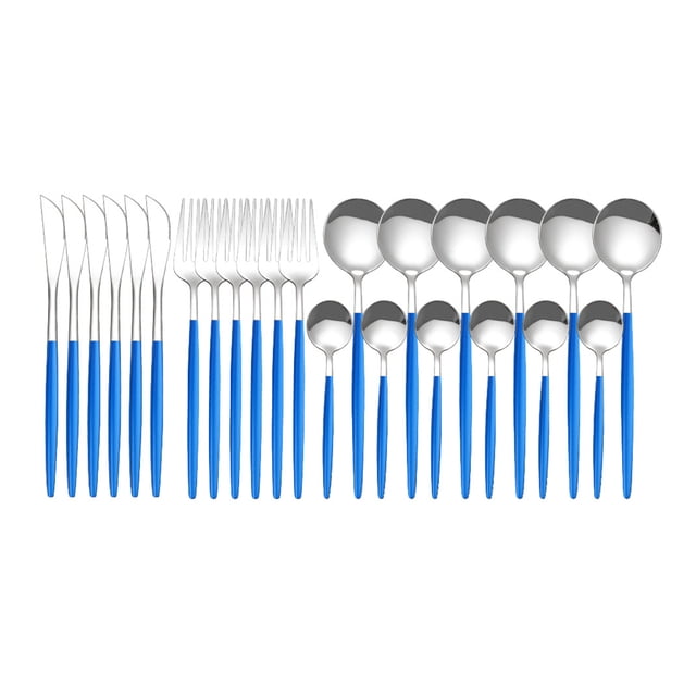 Amdohai 24Pcs Stainless Steel Dinnerware Set Kitchen Cutlery Set Knife Fork Spoon Flatware Tableware Minimalist Silverware