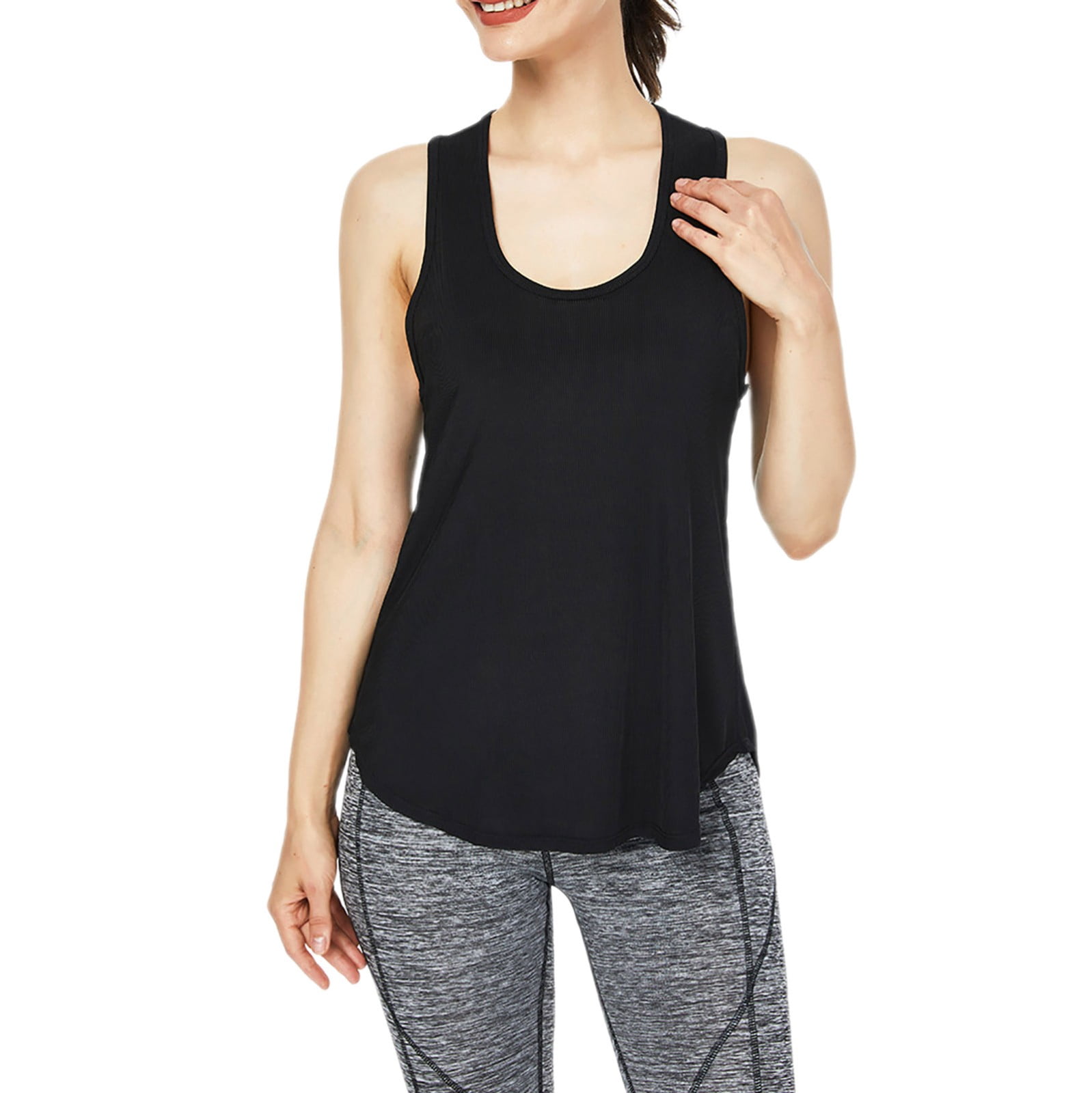Timegard Tank Top for Women Racerback Workout Yoga Tee Sleeveless U Neck Loose Outdoor Active Tee
