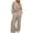 Khaki, variant on HAiming Womens 2 Piece Outfits Casual V Neck Pullover Shirts Wide Leg Pants Loose Solid Color Workout Tracksuit Sets